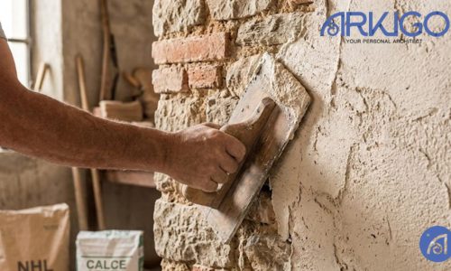 Intonaco a calce steso su un muro