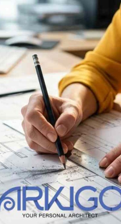 Architetto che disegna un progetto di ristrutturazione