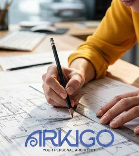Architetto che disegna un progetto di ristrutturazione